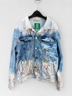 DemoLition VintagePaint-Splatter Denim Jacket – Used, Good Condition Size Large